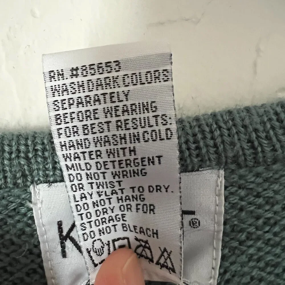VTG Koret Teal Knit Sweater Vest Embroidered Wool Blend‎ Cottagecore Boho Size S